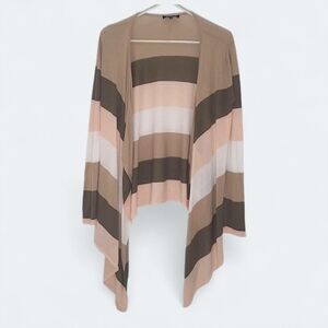 ii Sisters Color Block Striped Long Open Front Cardigan Size S